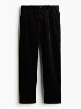 H&M Men's Black Corduroy Pants - Classic Straight Fit
